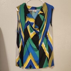 Geometric Cowl Neck Top